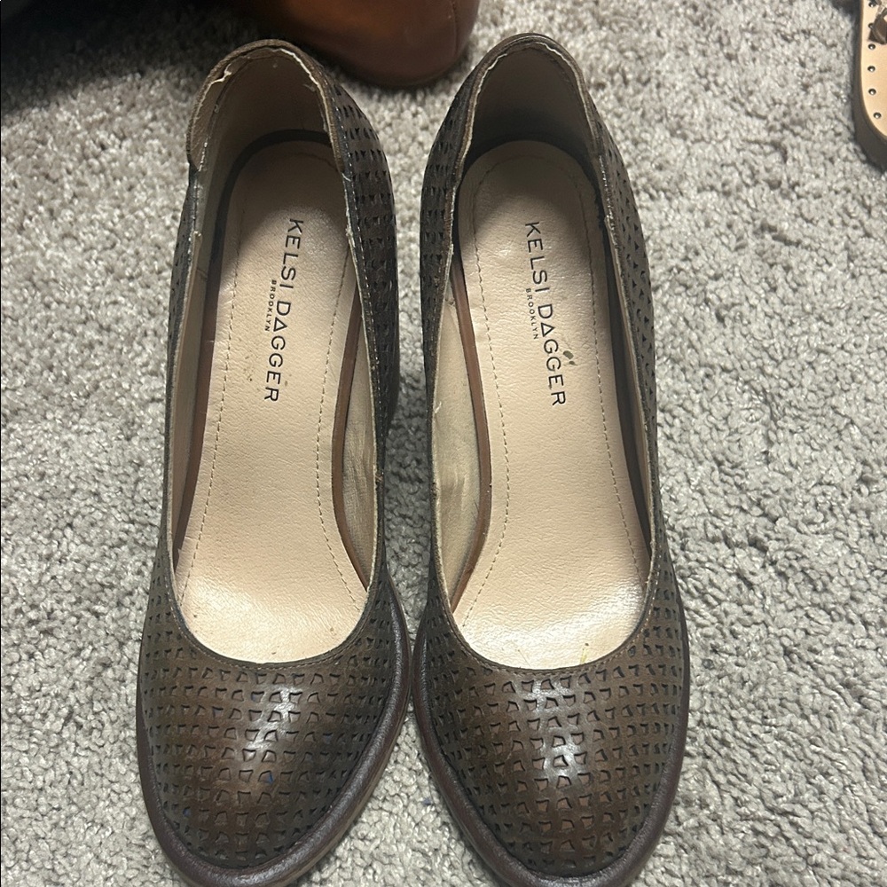 Kelsi Dagger Brown Perforated Heels